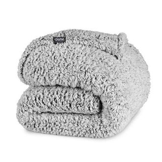 Bare Home Tipped Faux Shearling Blanket in Grey at Nordstrom, Size Full