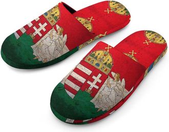 Generic Homect with Hungarian Flag Cotton Slippers for Men Memory Foam House Slippers Soft Anti-skid Sole Indoor Outdoor Shoes