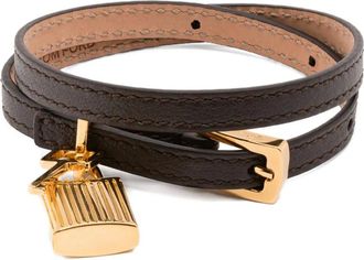 Tom Ford Bracciale con pendente lucchetto - Marrone
