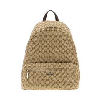 Gucci Tassen, Heren, Beige, ONE Size, Katoen, Grote Tag Rugzak