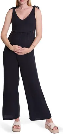 Cache Coeur Canyon Organic Cotton Gauze Maternity/Nursing Jumpsuit in Black at Nordstrom, Size X-Small
