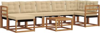 vidaXL Conjunto De Sof&aacute;s De Exterior 8 Uds. Natural Y Beige Vidaxl