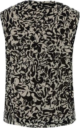 Dries Van Noten Womens Printed Crepe College Top Black Maglie Sweater