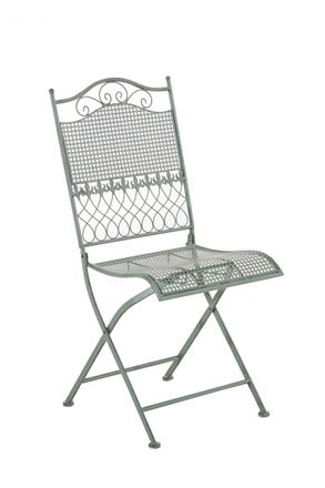 Clp Silla de exterior plegable en metal verde antiguo