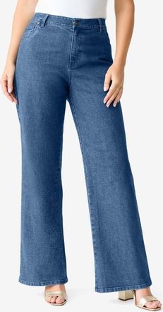 Roaman's Plus Size 24/7 Stretch Wide Leg Jean in Medium Wash at Nordstrom, Size 40