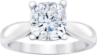 Pompeii3 1 1/2ct Cushion Diamond Solitaire Engagement Ring 14k White Gold Lab Grown