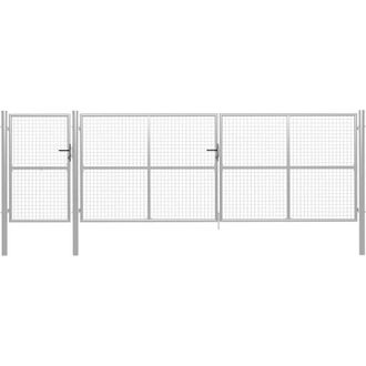 vidaXL Puerta De Jard&iacute;n De Acero Plateado 500x150 Cm Vidaxl