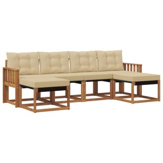vidaXL Conjunto De Sof&aacute;s De Exterior Con Coj&iacute;n 6 Pcs Natural Y Beige Vidaxl