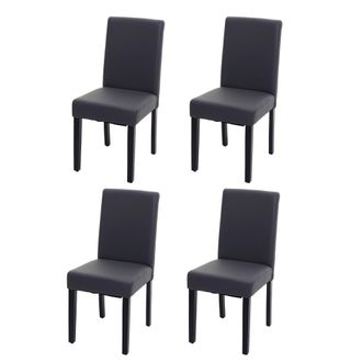 Hhg [nunca Usado] Juego De 4 Sillas De Comedor Silla De Cocina Littau Con Certificaci&oacute;n Mvg, Cuero Sint&eacute;tico, Gris Mate, Patas Oscuras