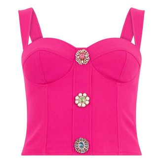 Moschino Heart-shaped Neckline Top - female - Moschino - Sleeveless Tops - Pink - XS - Tops