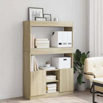 Berkfield Home Highboard&not;Sonoma Oak 92x33x140 cm Engineered Wood in Light Tan | Size: 92 x 33 x 140 cm