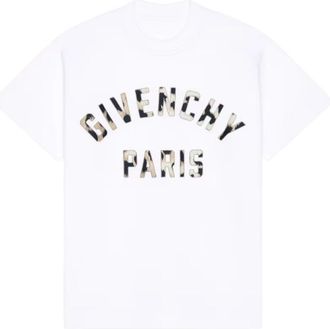 Givenchy Paris Geborduurd Katoenen T-shirt - Dames - T-shirts - Wit - M - Katoen - Tops