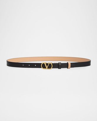 Valentino Garavani VLogo Signature Reversible Shiny Calfskin Belt 20MM