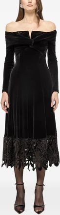 Nissa off-shoulder velvet midi dress - women - Polyester/Spandex/Elastane/Polyester/Spandex/Elastane - 36 - Black