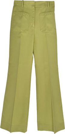 Victoria Beckham Alina Wide-Leg Trousers in Green Polyester