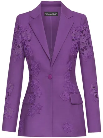 Oscar De La Renta Blazer sartoriale con inserti in pizzo - Viola