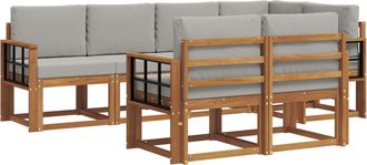 vidaXL Conjunto De Sof&aacute;s De Exterior 7 Uds. Gris Natural Y Claro Vidaxl