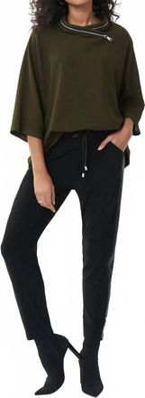 Joseph Ribkoff Sweater Knit Poncho Top In Olive/black