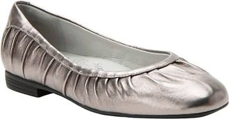 Alegria Womens Beka Pleated Leather Ballet Flats In Pewter
