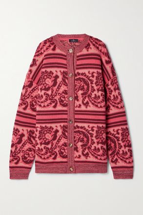 Etro Cardigan Oversize In Misto Lana Jacquard - Rosa