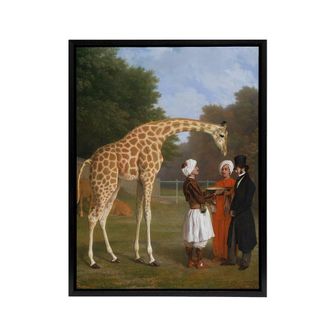 Artery8 Nubian Giraffe Oil Painting Agasse Black Framed Canvas Wall Art Print | Size: W24 x H32
