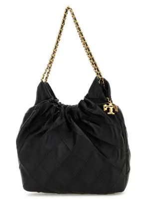 Tory Burch Womens Black Leather Mini Fleming Handbag Borse A Mano Bag