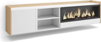 Skraut Home Skraut Home - Mueble Tv, Televisi&oacute;n, Muebles De Sal&oacute;n, Almacenaje, 212x35x50cm, Para Tv Hasta 80, Chimenea El&eacute;ctrica Xxl, Colgado, Suspendido, Estilo 