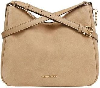 Michael Kors Nayla Medium Gekorreleerd Leren Schoudertas - Dames - Schoudertassen - Beige - ONE Size - Leer - Tassen