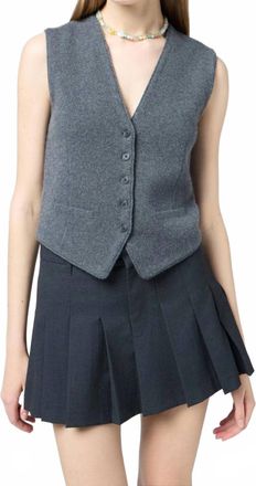 Guest In Residence Tailored V-Neck Vest In Charcoal