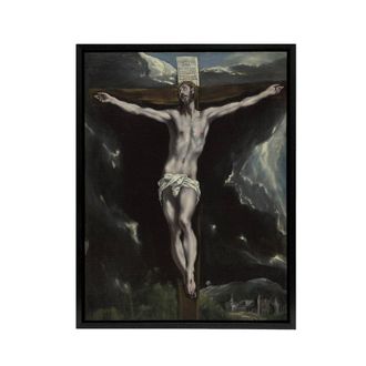 Artery8 Christ on the Cross Cropped Oil Painting El Greco Framed Canvas Art | Size: W24 x H32