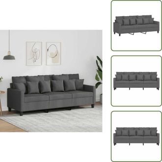 vidaXL Divano imbottito - vidaXL Divano a 3 Posti Grigio Chiaro 180 cm in Tessuto - Seduta confortevole
