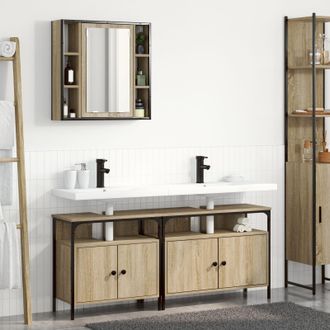 Berkfield Home Bathroom Cabinet Set 3 pcs Sonoma oak 80 x 30 x 60 cm in Brown
