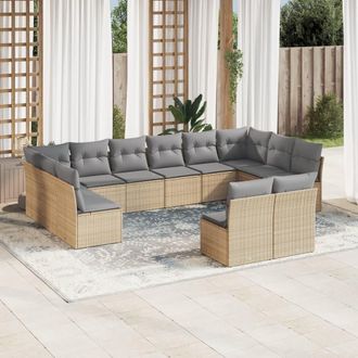vidaXL Set De Sof&aacute;s De Jard&iacute;n 12 Pzas Y Cojines Rat&aacute;n Sint&eacute;tico Marr&oacute;n Vidaxl
