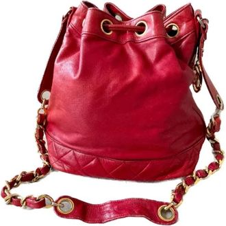 Chanel Pre-owned Leather chanel-bags - Dames - Vintage Tas - Rood - ONE Size - Leer - Vintage