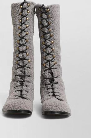 Dolce & Gabbana shearling lace up knee high boots