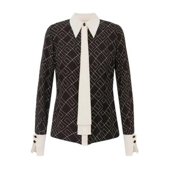 Elisabetta Franchi Shirts, female, Multicolor, Size: XL Georgette Blouse with Two-Colour Print