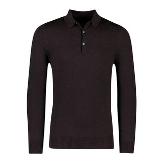 Cavallaro Tops, Heren, Bruin, M, Wol, Polo met lange mouwen