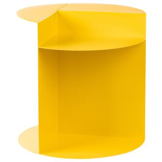Beliani Beliani - Mesa Auxiliar De Metal Redonda Con Estante Amarillo Taggart