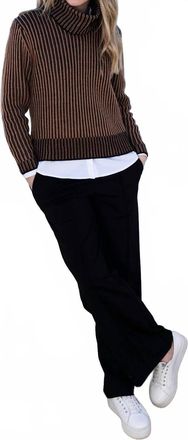 Marble Scotland Ribbed Knit Removable Snood Jumper In Tabacco