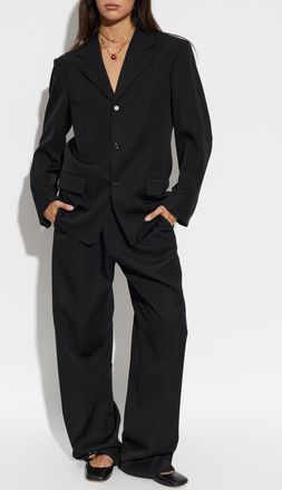 Bottega Veneta Wool Blazer With Notch Lapels, Womens, Black