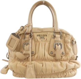 Prada Pre-owned Handbags, female, Beige, Size: ONE SIZE Pre-owned Nappa Gaufre bag