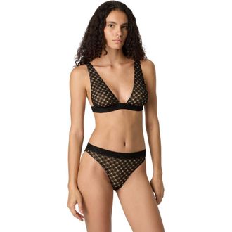 Missoni Bralette Bikini In Lam&eacute; Viscose With Raschel Workmanship in Black at Nordstrom, Size 40 It