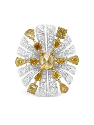 HYT Jewelry Anello in oro bianco e giallo 18 carati con diamanti - Argento