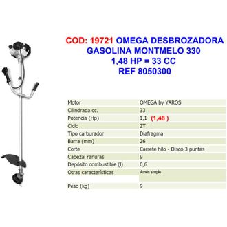 Omega Desbrozadora Montmelo 330 Gasolina 33cc Con Accesorios