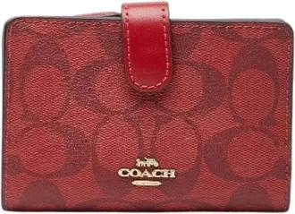 Coach Pre-owned Wallets, female, Red, Size: ONE SIZE Pre-owned Signature PVC Leather Bifold Wallet