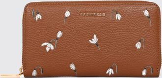 Coccinelle Portafoglio Continental in pelle martellata con ricamo floreale