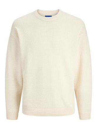 Jack & Jones Strickpullover JACK & JONES JORGREENE KNIT STRUCTURE CREW NECK CA, Herren, Gr. XS, sea salt, Strick, Obermaterial: 100% Baumwolle, unifarben, relaxed 