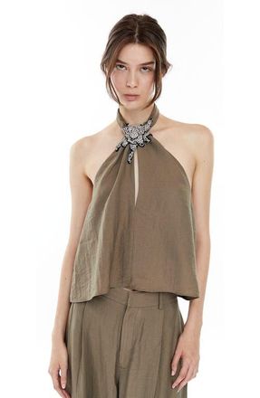 Mother of All Mona Collar Top in Olive-Green at Nordstrom, Size X-Small