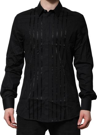 Dolce & Gabbana Black Cotton GOLD Mens Dress Formal Mens Shirt