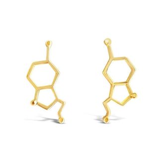 Generic Women Jewelry Minimalist Chemical Structure Molecule Stud Earrings Gold Color Practical Design